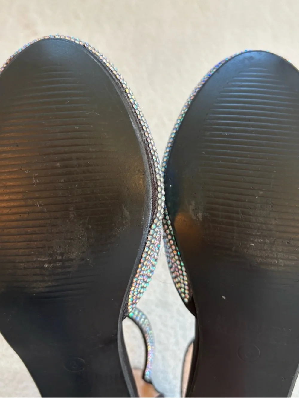 Badgley Mischka Girl’s Iridescent Crystal Ankle-Strap Block Heel Sz 3